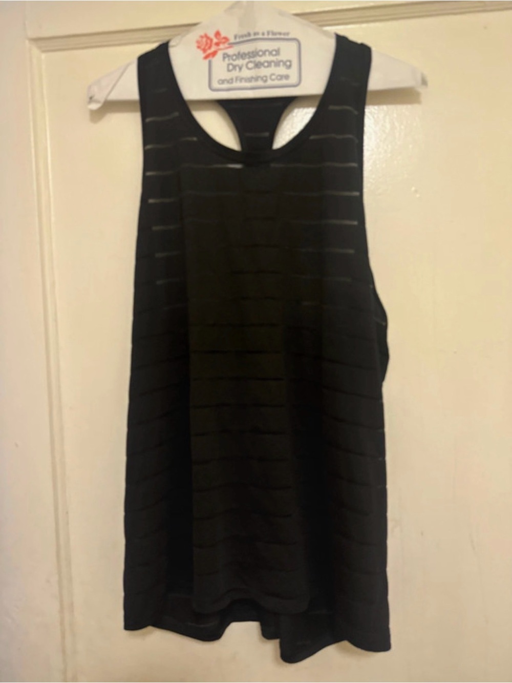 Athletic Works Black Racerback Tank Top with Subtle Stripe Detail